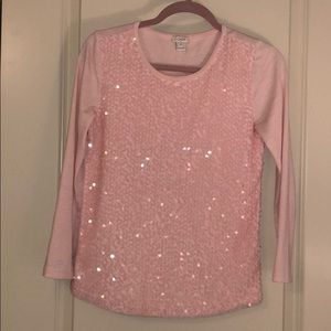 J Crew Pink Sequined Tee
